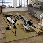 nhl pittsburgh penguins hockey team logo sport carpet rectangle area rug for living room dark room pp44