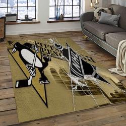 NHL Pittsburgh Penguins Hockey Team Logo Sport Carpet Rectangle Area Rug For Living Room PP44