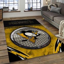 NHL Pittsburgh Penguins Hockey Team Logo Sport Carpet Rectangle Area Rug For Living Room PP46