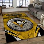 nhl pittsburgh penguins hockey team logo sport carpet rectangle area rug for living room dark room pp60
