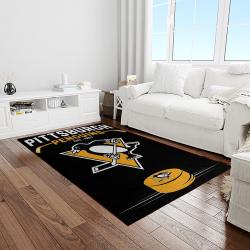 nhl pittsburgh penguins hockey team logo sport carpet rectangle area rug for living room light room pp02
