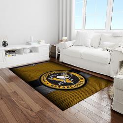 nhl pittsburgh penguins hockey team logo sport carpet rectangle area rug for living room light room pp09