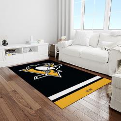 nhl pittsburgh penguins hockey team logo sport carpet rectangle area rug for living room light room pp11