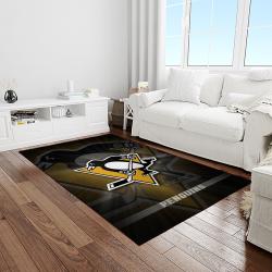 nhl pittsburgh penguins hockey team logo sport carpet rectangle area rug for living room light room pp12
