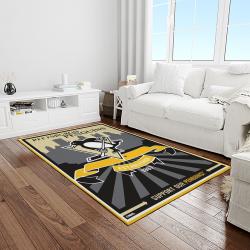 nhl pittsburgh penguins hockey team logo sport carpet rectangle area rug for living room light room pp18