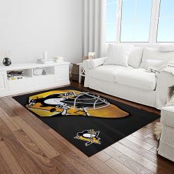 nhl pittsburgh penguins hockey team logo sport carpet rectangle area rug for living room light room pp21