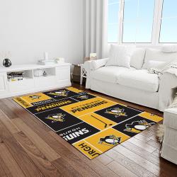 nhl pittsburgh penguins hockey team logo sport carpet rectangle area rug for living room light room pp26