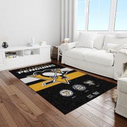 nhl pittsburgh penguins hockey team logo sport carpet rectangle area rug for living room light room pp27