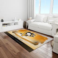 nhl pittsburgh penguins hockey team logo sport carpet rectangle area rug for living room light room pp28