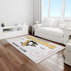 nhl pittsburgh penguins hockey team logo sport carpet rectangle area rug for living room light room pp34
