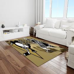 nhl pittsburgh penguins hockey team logo sport carpet rectangle area rug for living room light room pp44