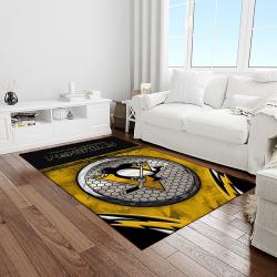 nhl pittsburgh penguins hockey team logo sport carpet rectangle area rug for living room light room pp46