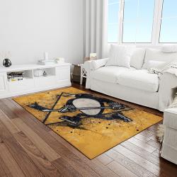 nhl pittsburgh penguins hockey team logo sport carpet rectangle area rug for living room light room pp56