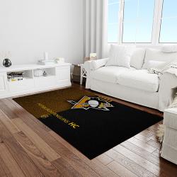 nhl pittsburgh penguins hockey team logo sport carpet rectangle area rug for living room light room pp57