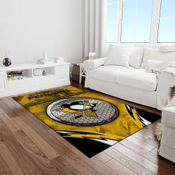 nhl pittsburgh penguins hockey team logo sport carpet rectangle area rug for living room light room pp60