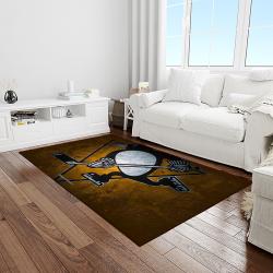 nhl pittsburgh penguins hockey team logo sport carpet rectangle area rug for living room light room pp64