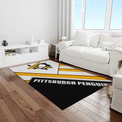 nhl pittsburgh penguins hockey team logo sport carpet rectangle area rug for living room light room pp65