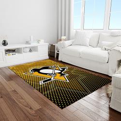 nhl pittsburgh penguins hockey team logo sport carpet rectangle area rug for living room light room pp73