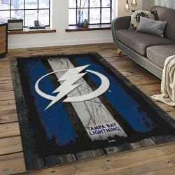 NHL Tampa Bay Lightning Hockey Team Logo Sport Carpet Rectangle Area Rug For Living Room TBL19