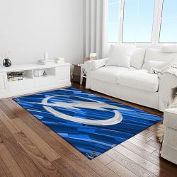 nhl tampa bay lightning hockey team logo sport carpet rectangle area rug for living room light room tbl03