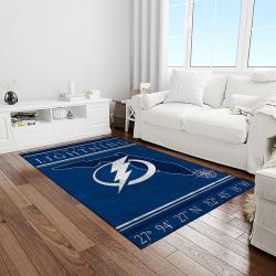 nhl tampa bay lightning hockey team logo sport carpet rectangle area rug for living room light room tbl10