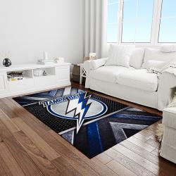 nhl tampa bay lightning hockey team logo sport carpet rectangle area rug for living room light room tbl17