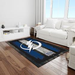 nhl tampa bay lightning hockey team logo sport carpet rectangle area rug for living room light room tbl19