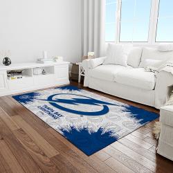 nhl tampa bay lightning hockey team logo sport carpet rectangle area rug for living room light room tbl21