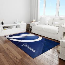 nhl tampa bay lightning hockey team logo sport carpet rectangle area rug for living room light room tbl22