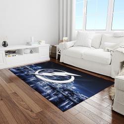 nhl tampa bay lightning hockey team logo sport carpet rectangle area rug for living room light room tbl23