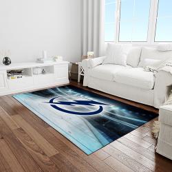 nhl tampa bay lightning hockey team logo sport carpet rectangle area rug for living room light room tbl29