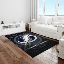 nhl tampa bay lightning hockey team logo sport carpet rectangle area rug for living room light room tbl31