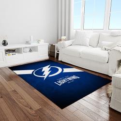 nhl tampa bay lightning hockey team logo sport carpet rectangle area rug for living room light room tbl34