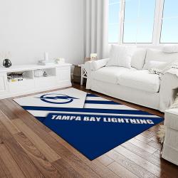 nhl tampa bay lightning hockey team logo sport carpet rectangle area rug for living room light room tbl48