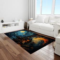 van gogh starry night harry potter cartoon movie carpet rectangle area rug for room decor light vhp11
