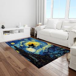 van gogh starry night harry potter cartoon movie carpet rectangle area rug for room decor light vhp5