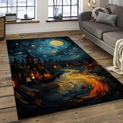 Van Gogh Starry Night Harry Potter Cartoon Movie Carpet Rectangle Area Rug For Room Decor VHP11
