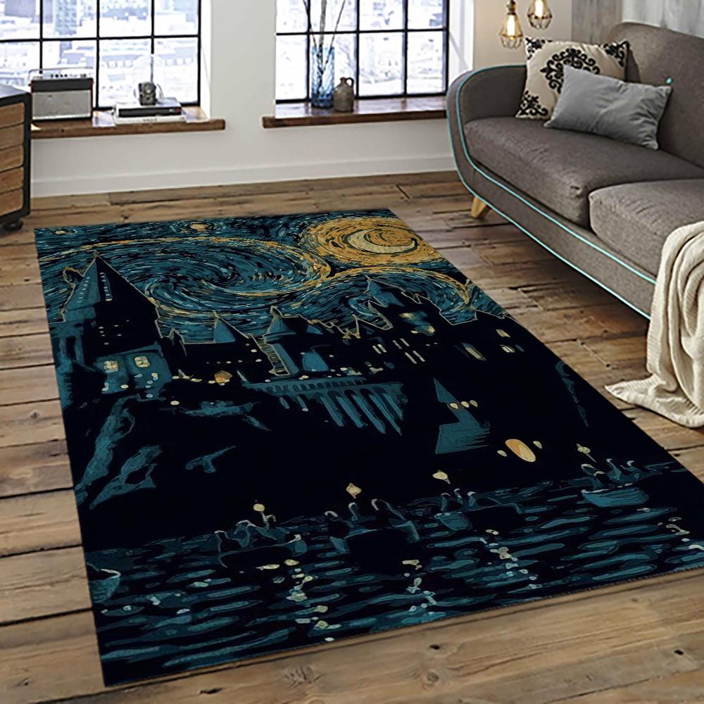 Van Gogh Starry Night Harry Potter Cartoon Movie Carpet Rectangle Area Rug For Room Decor VHP17 van gogh starry night harry potter cartoon movie carpet rectangle area rug for room decor vhp dark17