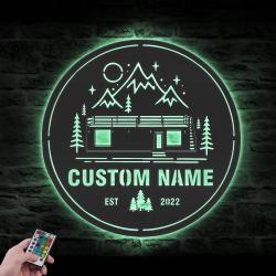 airbnb shipping container cabin custom metal wall art led light 3