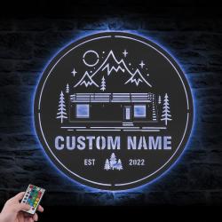 airbnb shipping container cabin custom metal wall art led light 4