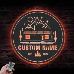 airbnb shipping container cabin custom metal wall art led light 5