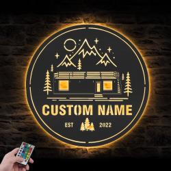 airbnb shipping container cabin custom metal wall art led light 6