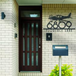airplane house number custom metal address sign pilot home number 3