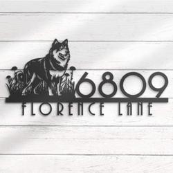 alaskan malamute house number custom metal address sign dog home number 2