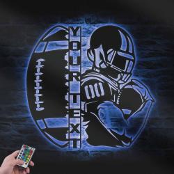 american football custom metal wall art led light football player name sign 3