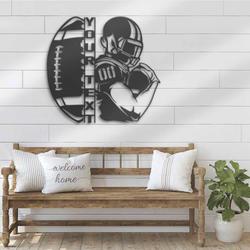 american football custom metal wall art led light football player name sign 4