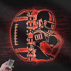 american football custom metal wall art led light football player name sign 5