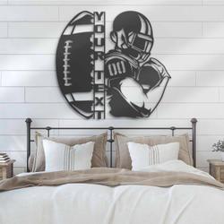 american football custom metal wall art led light football player name sign 6