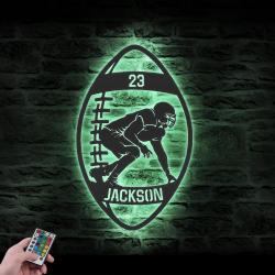 american football custom metal wall art led light player name sign 2