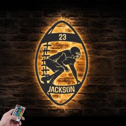 american football custom metal wall art led light player name sign 4